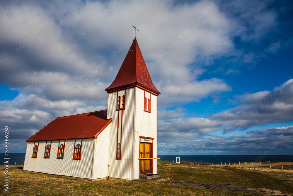 A very old Icelandic church  in a remote area, Iceland.