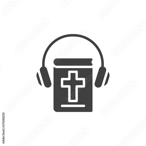 Holy bible e-book vector icon. filled flat sign for mobile concept and web design. Religion lesson audio book glyph icon. E-learning symbol, logo illustration. Vector graphics