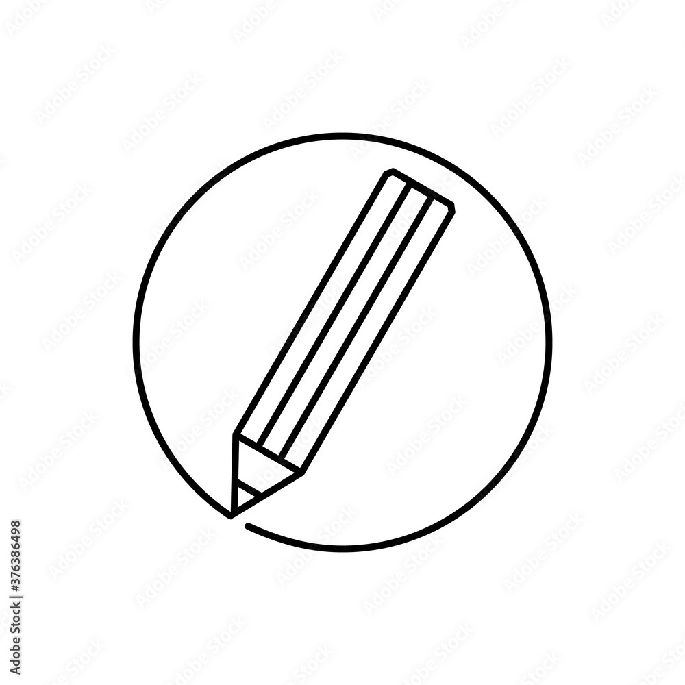 pencil icon line. writing concep. Vector isolated illustration. pencil icon line. writing concep. Vector isolated illustration.