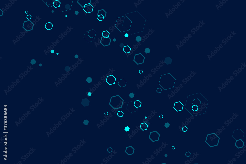 Abstract medical background DNA research, molecule, genetics, genome, DNA chain. Genetic analysis art concept with hex, hexagons, lines, dots. Biotechnology network concept molecule, illustration