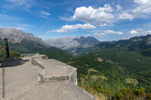 Valdeon Valley from Piedrashitas viewpoint in Picos de Europa National Park in Leon, Spain