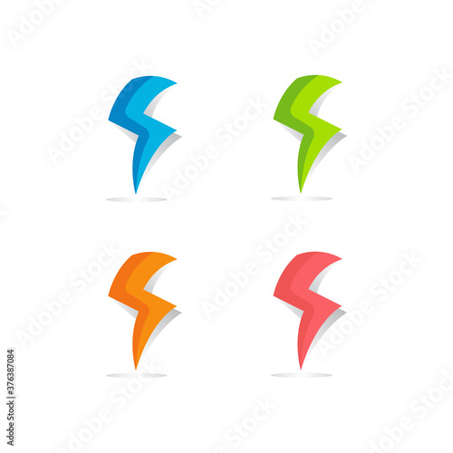 Thunder bolt logo icon design template premium vector