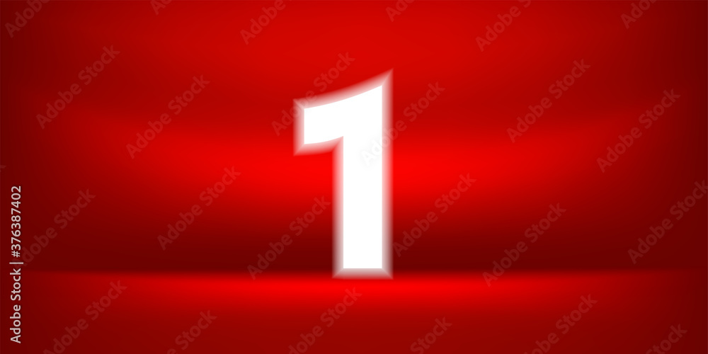 Number one white glow on red luxurious background, No. 1 on red background, First or 1st Place for Banner Anniversary Number one white glow on red luxurious background, No. 1 on red background, First or 1st Place for Banner Anniversary