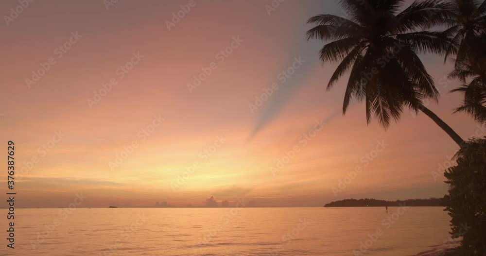 Sunset above sea beach side panorama overview Sunset above sea beach side panorama overview