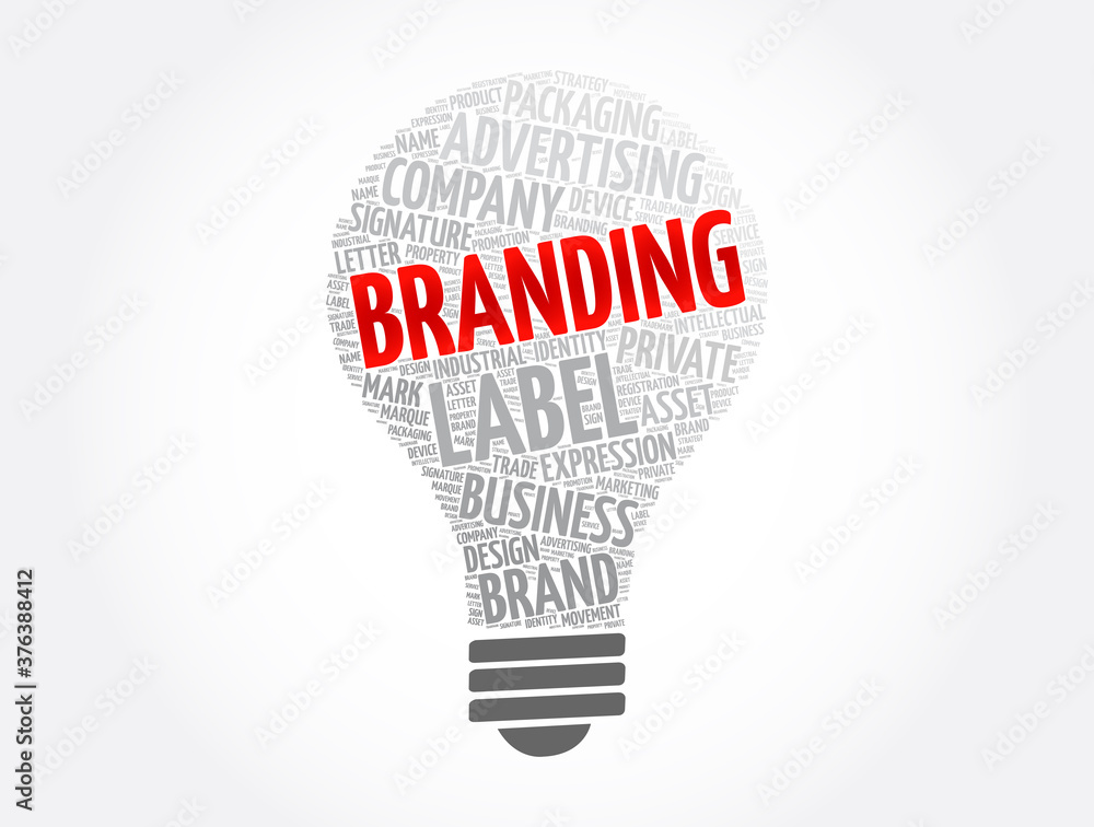 Branding light bulb word cloud collage, business concept background Branding light bulb word cloud collage, business concept background