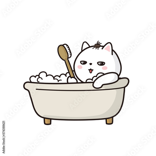 入浴する猫のベクターイラストレーション