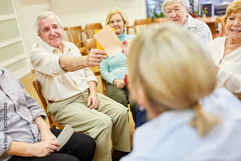 Group of demented seniors doing memory training Group of demented seniors doing memory training