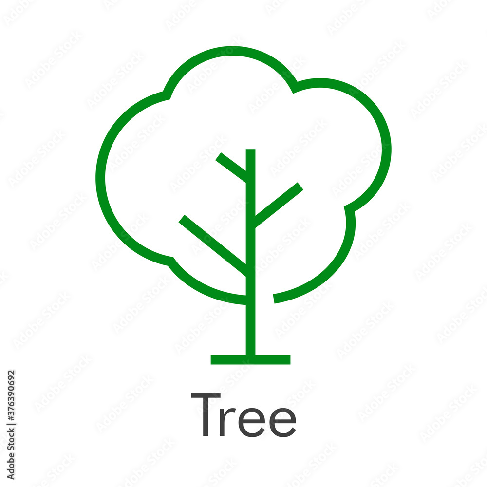 Icono lineal árbol abstracto con ramas en color verde Icono lineal árbol abstracto con ramas en color verde