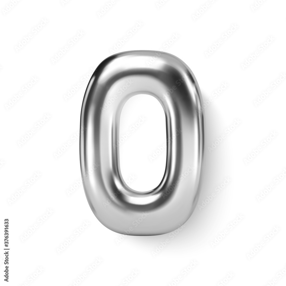 Silver Number Balloon 0 Zero. Vector realistic 3d character Silver Number Balloon 0 Zero. Vector realistic 3d character