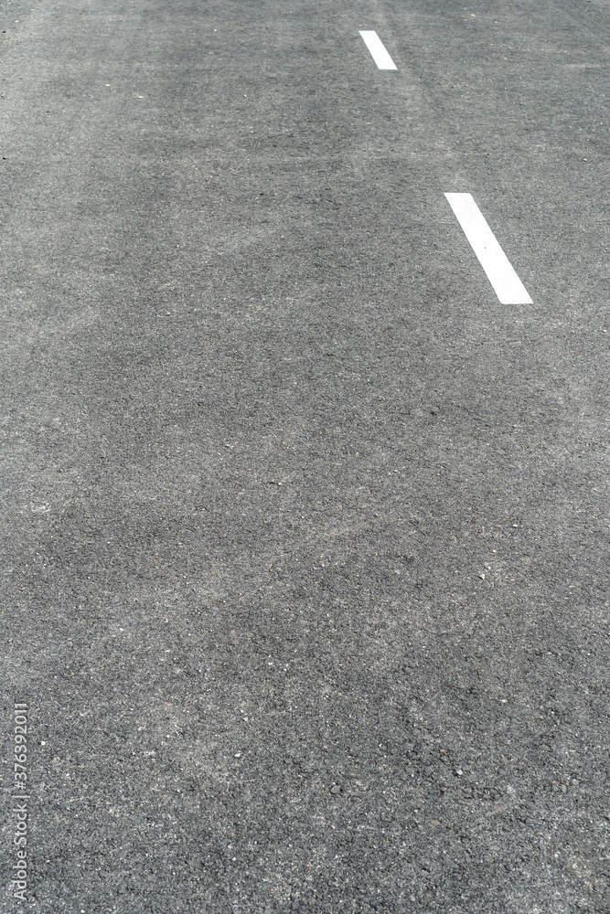 Dark Gray Asphalt with White Road Marking Lines