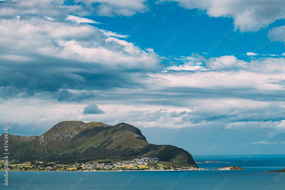 Godoya, Norway. View Of Godoy Skyline Cityscape In Summer Sunny Day. One Of From Alesund Islands