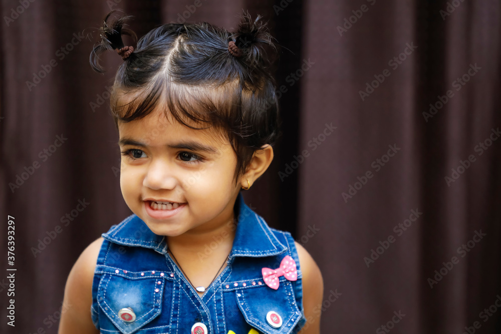 Cute Indian girl child showing cute expression Cute Indian girl child showing cute expression