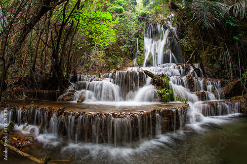 Ka Ngae Sot Waterfall 4 st floor at Thung Yai Naresuan Wildlife Sanctuary National Park  East side  - Tak Province of Thailand