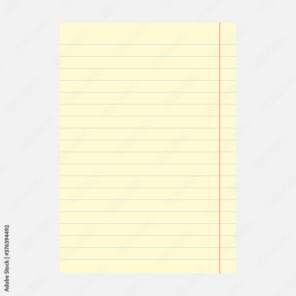 Realistic yellow blank notepad paper page template with lined. Mock up cover for business memo diary and empty sketchbook notebook Realistic yellow blank notepad paper page template with lined. Mock up cover for business memo diary and empty sketchbook notebook