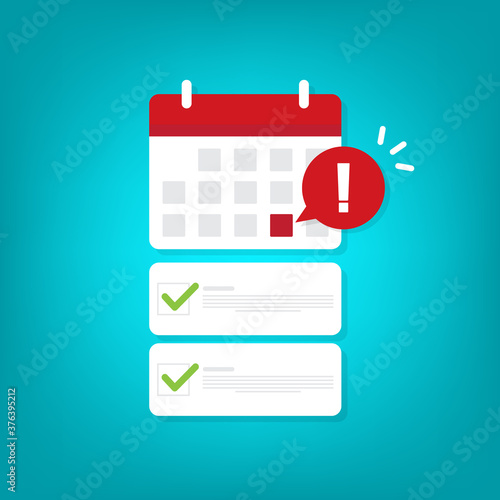 Calendar with important deadline date and task list or smartphone with event appointment. Online scheduled agenda 