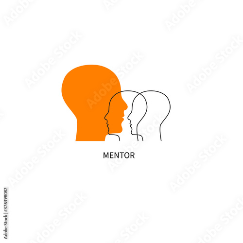 Mentor logo. Coaching icon, people profiles. Symbol of coach therapist