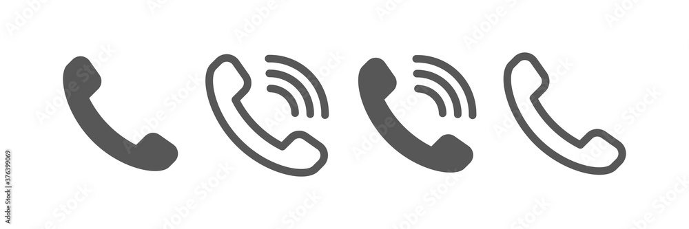 Phone icon set. Telephone receiver. Ringing phone. Phone icon set. Telephone receiver. Ringing phone.