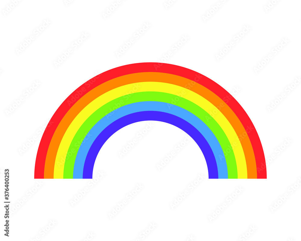 Rainbow arch vector icon. Decorative pattern weather symbol. Color spectrum stripe sign logo. Isolated on white background. Rainbow arch vector icon. Decorative pattern weather symbol. Color spectrum stripe sign logo. Isolated on white background.
