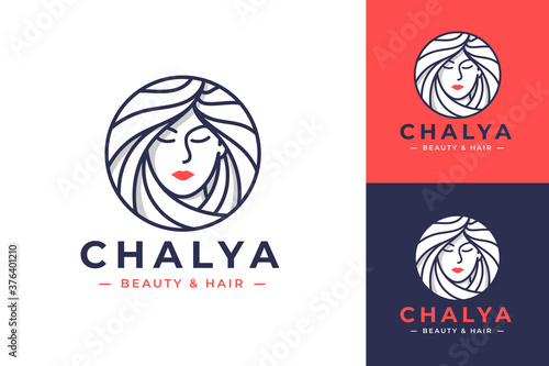 beauty women line art logo design