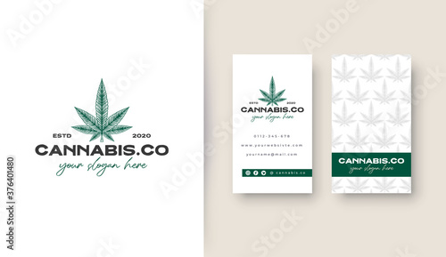 vintage cannabis logo with business card
