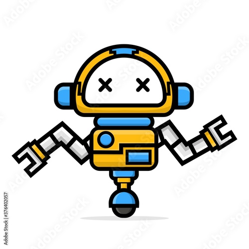 Cute characters robot error and crash