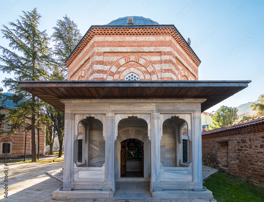 Ottoman gravestones museum and ottoman tombs view of Muradiye complex in Bursa. Bursa is populer tourist destination in Turkey. Ottoman gravestones museum and ottoman tombs view of Muradiye complex in Bursa. Bursa is populer tourist destination in Turkey.