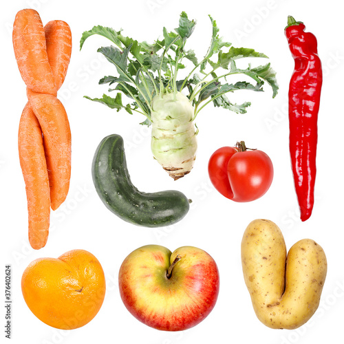 Fototapeta Naklejka Na Ścianę i Meble -  Deformed organic fruits and vegetables