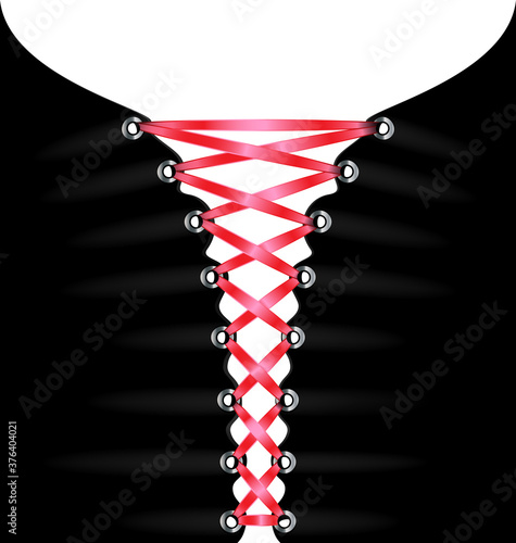 Leinwand Poster vector illistration white background and black fabric with red lacing