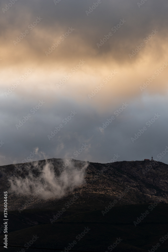 View of serra de Arga in north region of portugal in a cloudy day of summer