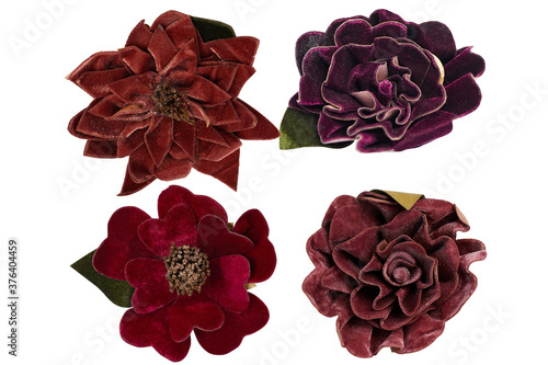 Large file combining 4 high resolution images of velvet flowers.