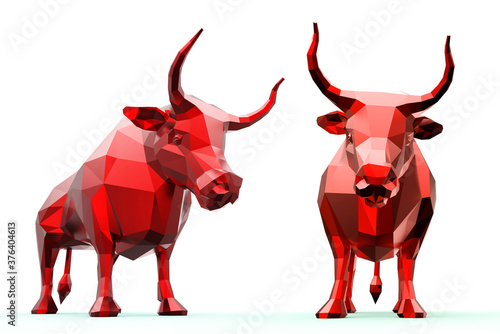 Φωτογραφία 3D polygonal red bull.