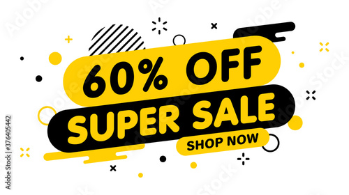 Sale banner, special offer and sale. Shop now or this weekend only. Up to 50 or 60 or 70 off. Discount, promotion, web banner, mega sale. Vector illustration.
