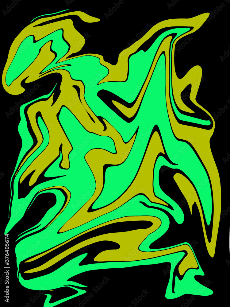 yellow and light green abstract like bird watercolor luxury pattern fluid liquid light color on black.