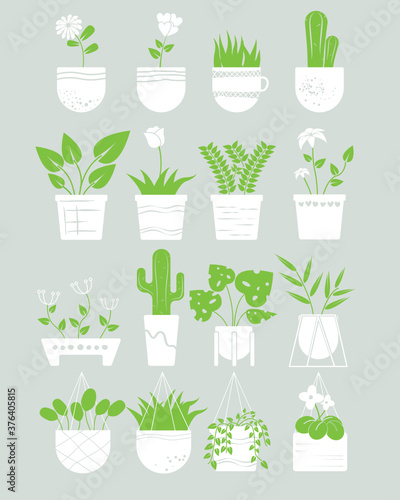 Set of flowers icons.Vector illustration 