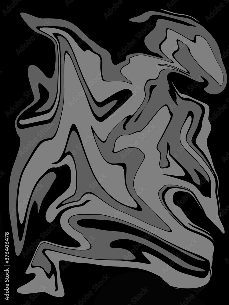 abstract gray like bird watercolor luxury pattern fluid liquid light color on black.