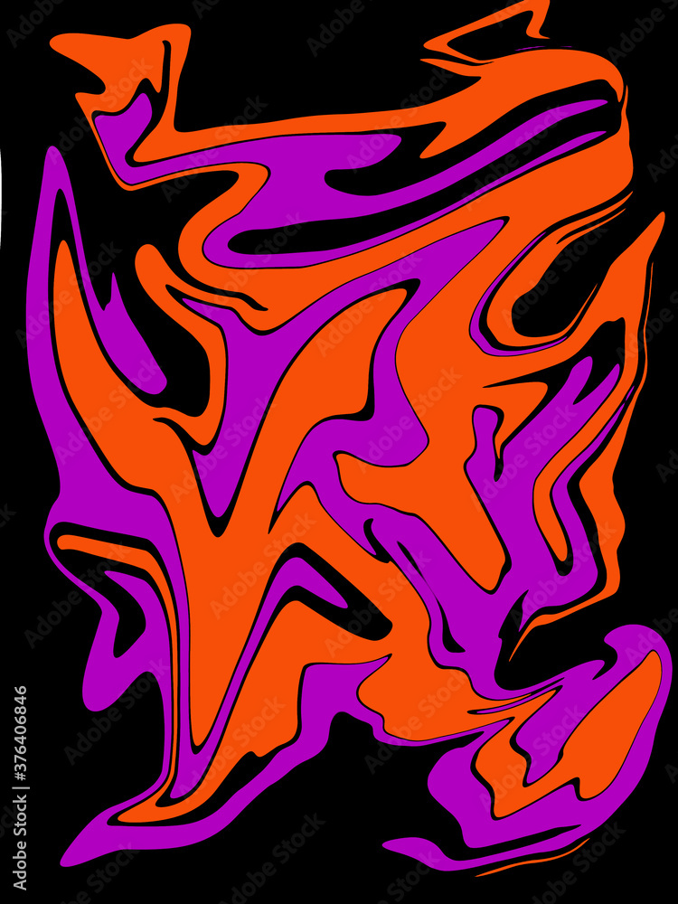 dark purple and orange abstract like bird watercolor luxury pattern fluid liquid light color on black.