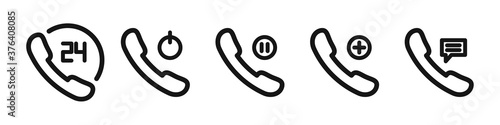 Telephone service vector support collection illustration, phone communication technology line icon set