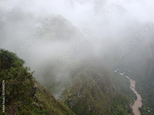 Machu Picchu Ruins in the mist
