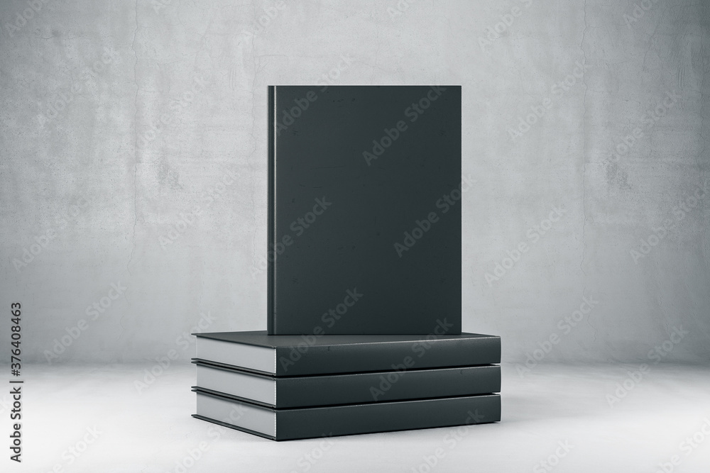 Empty black hardcover books. Empty black hardcover books.