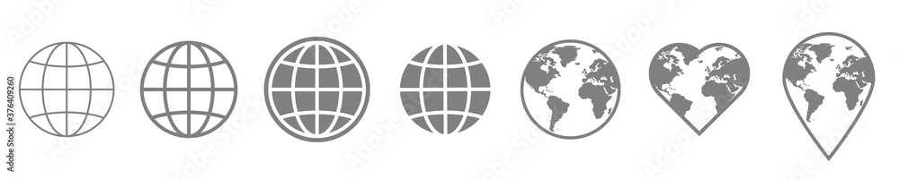 globe world icon vector global sign illustration. earth planet line internet technology symbol set. on white background globe world icon vector global sign illustration. earth planet line internet technology symbol set. on white background