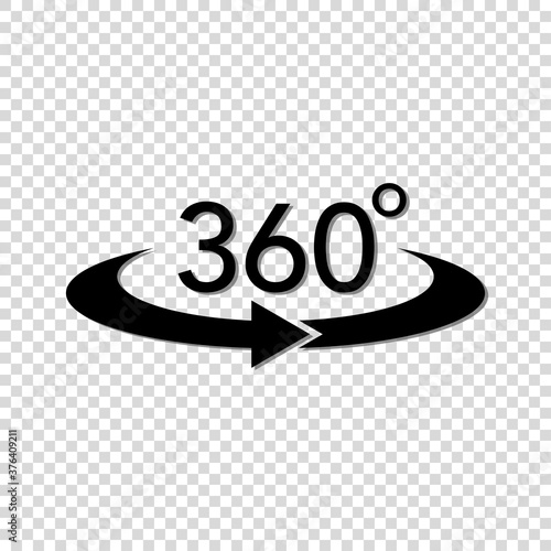 360 degree vector icon set. round arrow rotation symbol. full view concept on white background illustration.