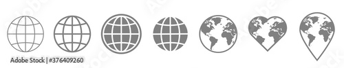 globe world icon vector global sign illustration. earth planet line internet technology symbol set. on white background