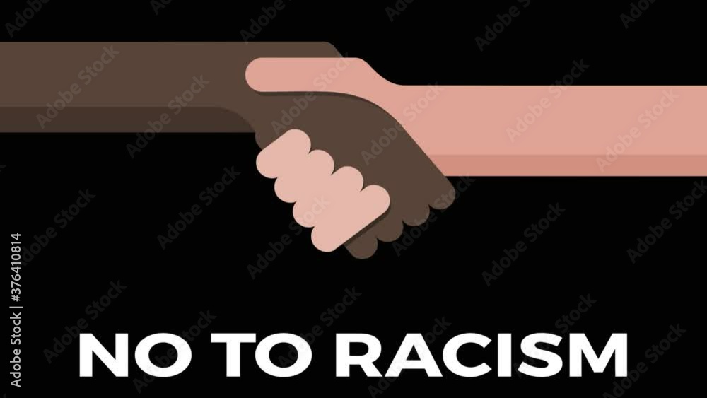 No to racism. Stop to racism and discrimination. Handshake of different ...