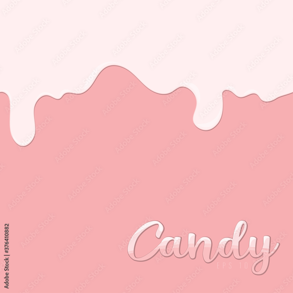 Vector background in pink tones. The drops flow down. Pink paint or other liquid drips or drips onto pastel pink background. For your design in cartoon style.