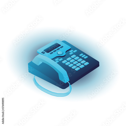blue ip telephone closeup isolated on the white background