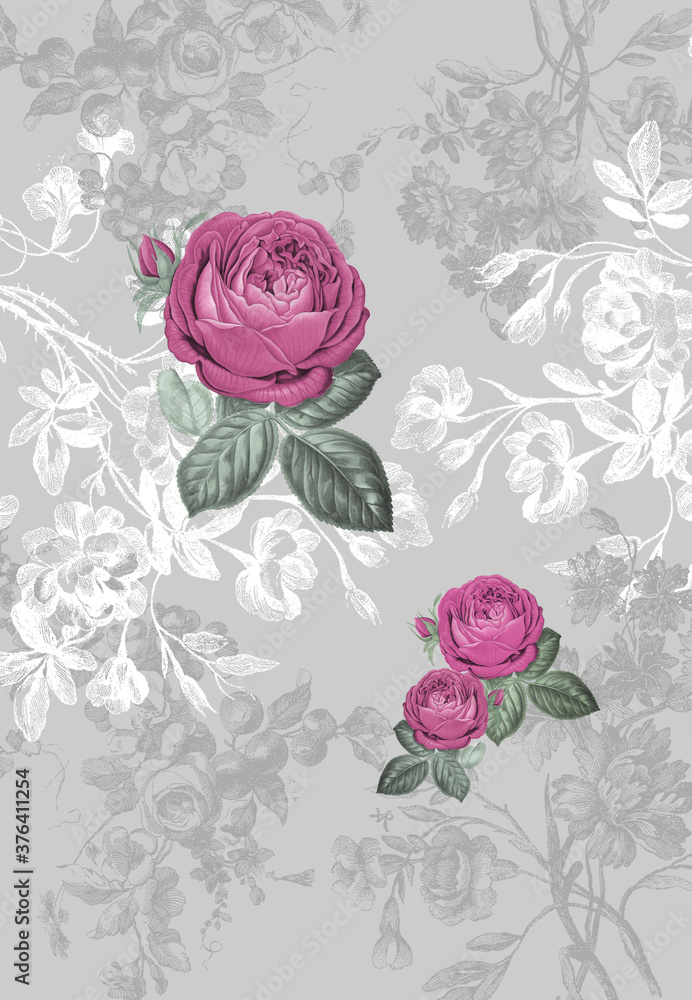 Floral design with a monotone background
