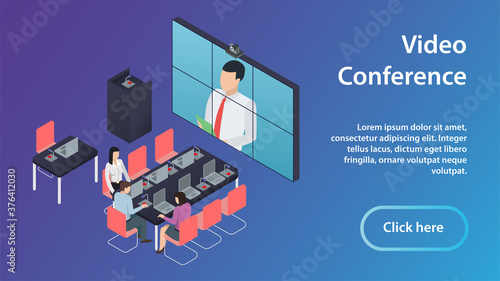 video conference room, isometry, example site page