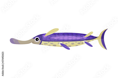 Funny Fish with Side Fins as Marine Animal Vector Illustration
