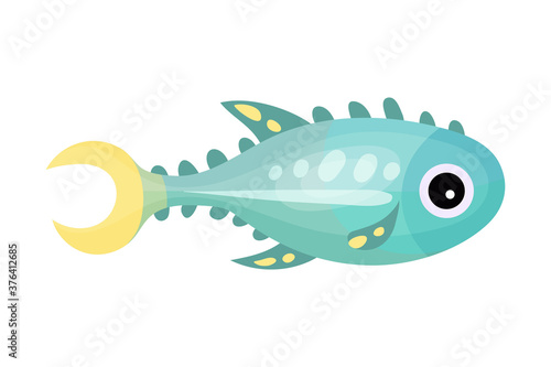 Funny Fish with Side Fins as Marine Animal Vector Illustration