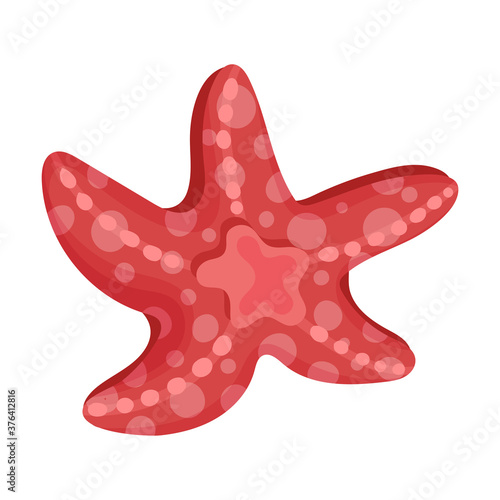 Red Starfish or Sea Star with Five Arms as Marine Animal Vector Illustration